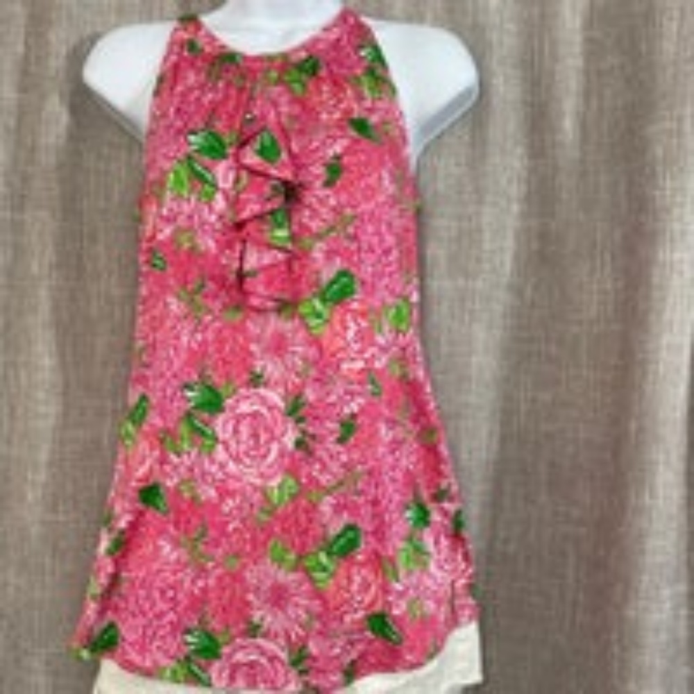 LILLY PULITZER Silk Floral blouse sz 2